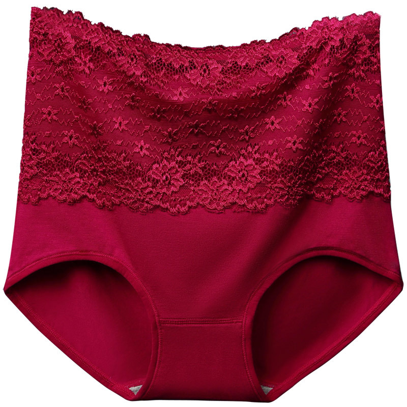 yunwuxin莫代尔内裤夏季薄款高腰优雅蕾丝内裤收腹提臀女士棉内裤