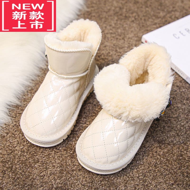 可莉允女童鞋白色雪地靴2022冬季新款女孩防滑靴子儿童加绒加厚大棉鞋子图片