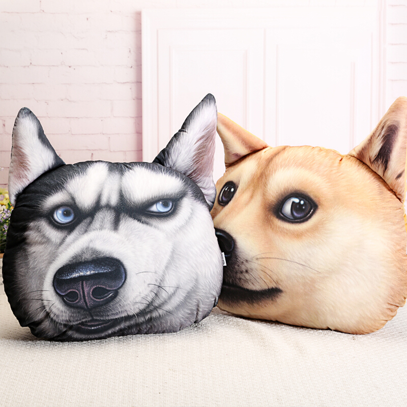 哈士奇柴犬滑稽狗头3D抱枕暖手搞怪单身神烦狗靠枕汽车二哈犬枕头