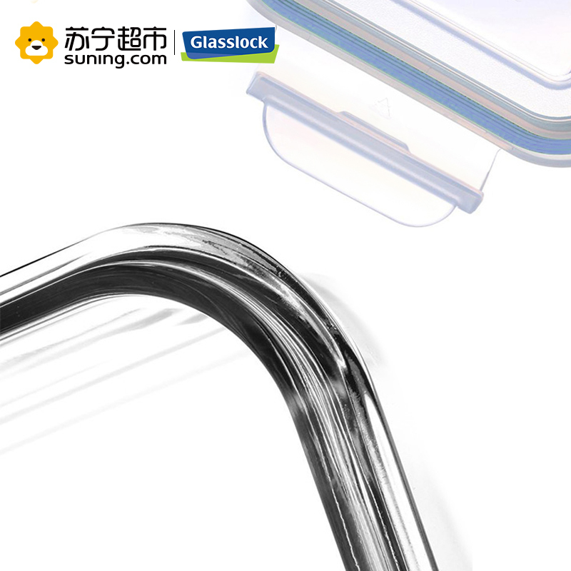 Glasslock韩国进口钢化玻璃保鲜盒四件套900ml*2+405ml*2加厚耐摔饭盒密封防漏便当盒可微波炉加热正方形