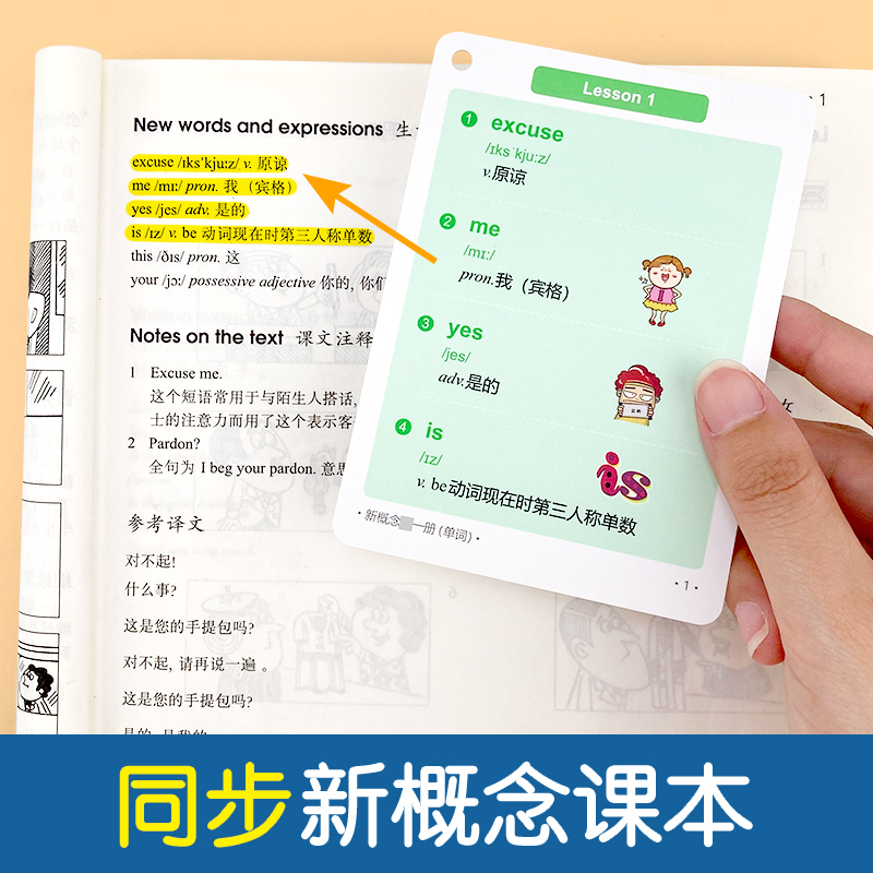 新概念(第1-2册)单词+短语+句子,共6本 小学通用 [正版]易蓓新概念英语1-2第一册第二册单词短语卡片小学初中英文