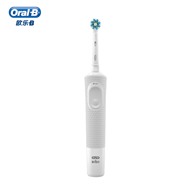 欧乐-B(Oral-B) D100 电动牙刷 成人2D声波震动(自带刷头*1)清纯白