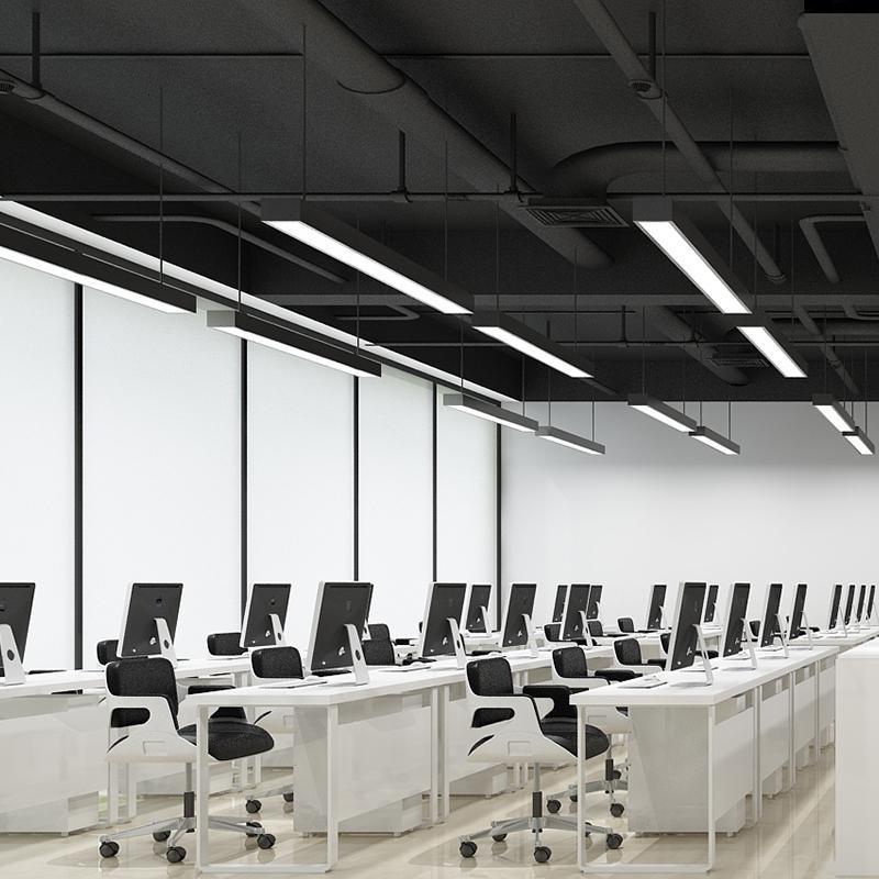 led办公室长条吊灯闪电客现代简约写字楼条形吊灯超亮工业风led办公