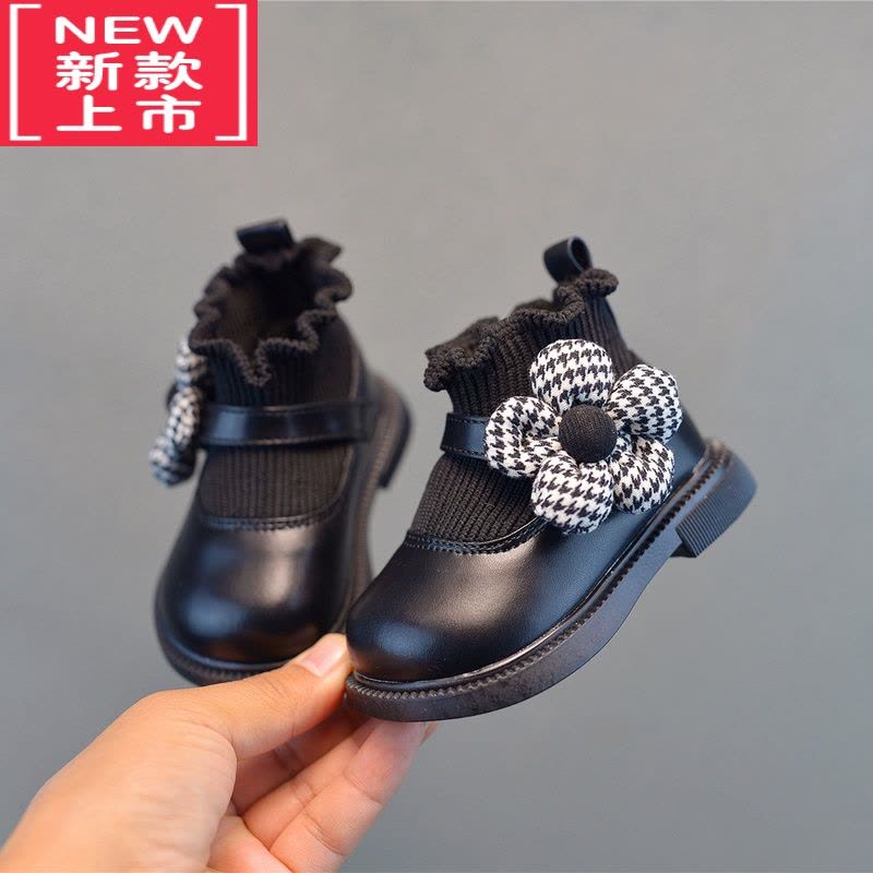 可莉允女童靴子秋冬女宝宝学步鞋短靴软底婴儿公主鞋小童鞋子加绒袜子靴图片