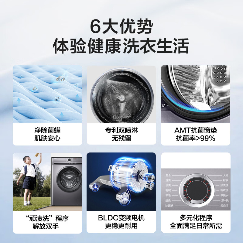 海尔(Haier)10公斤 大容量 全自动家用 滚筒洗衣机 智能变频 超薄机身 除菌螨 XQG100-B29高清大图