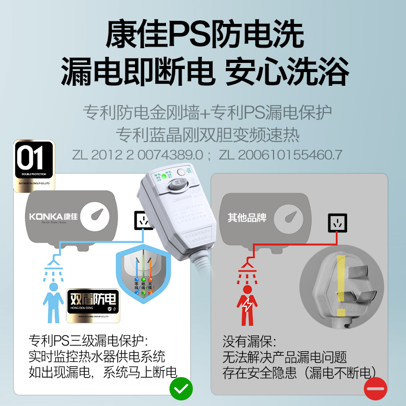 康佳(KONKA) 电热水器 储水式家用恒温节能2000W二级能效 KX01 白色60升