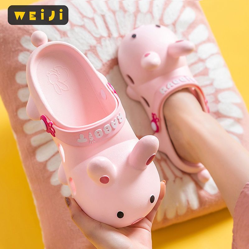 儿童洞洞鞋夏居家可爱兔子少女室内防滑包头防撞女童亲子凉拖鞋女