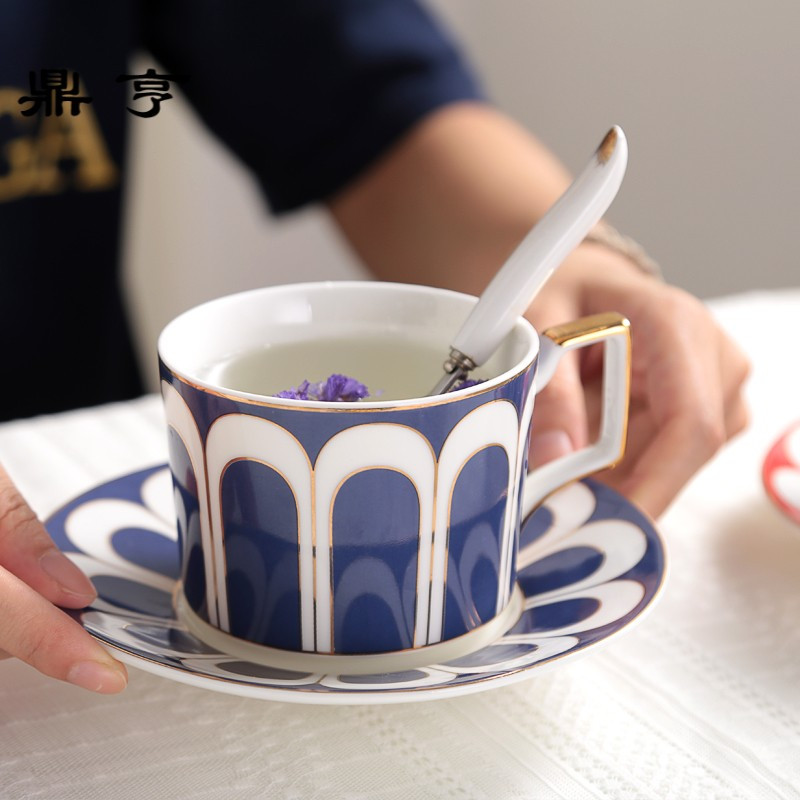 鼎亨欧式陶瓷咖啡杯套装美式简易6件套咖啡杯碟勺架整套咖啡杯子