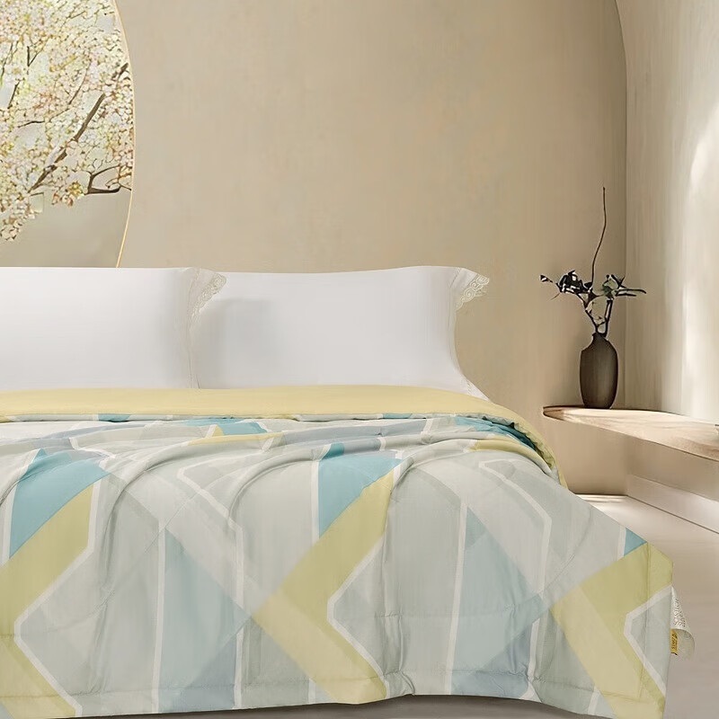 水星家纺 全棉可水洗雅韵格纹夏被高清大图