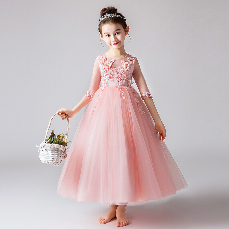 迪鲁奥(diluao)儿童礼服公主裙花童婚纱洋气女童钢琴演出服小女孩主持