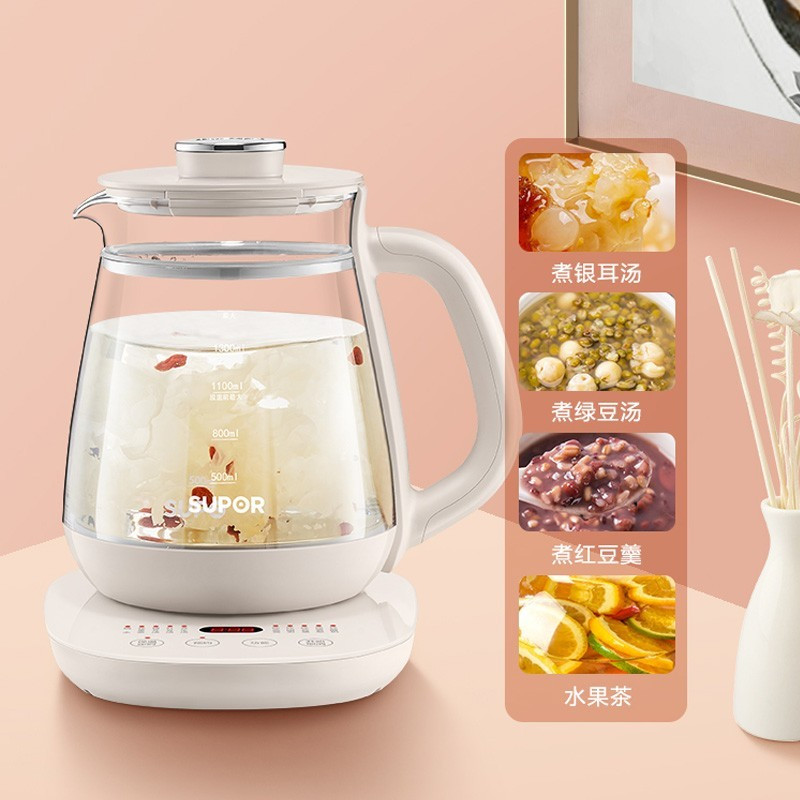 苏泊尔(SUPOR)SW-15Y03 养生壶1.5L双层壶体防烫保温炖煮双全高硼硅玻璃 多功能功能:中药熬煮煮茶壶煮茶器高清大图