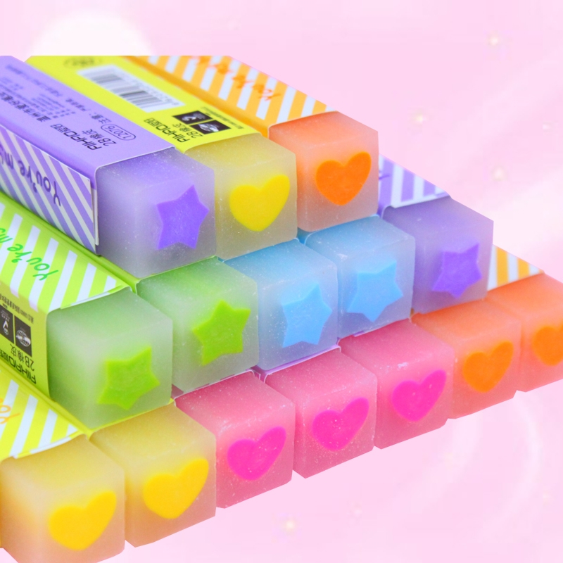 如华福禄可爱果冻渐变橡皮可切透明爱心橡皮擦彩虹小学生幼儿园文具