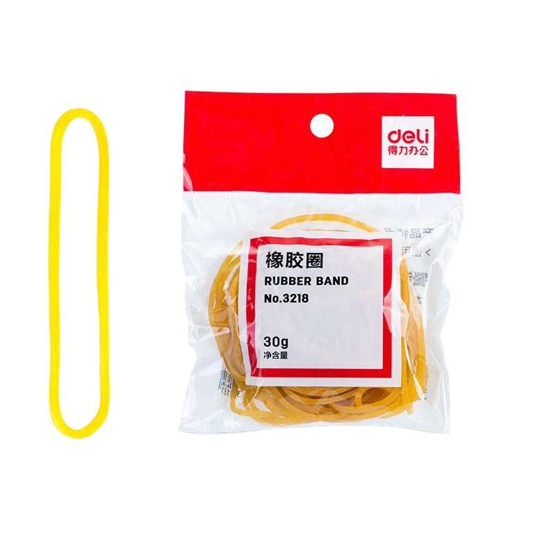 得力(deli)3218耐用橡胶圈/橡皮筋/牛皮筋 高弹力 不易断 财务办公用品30g袋(64包/袋)