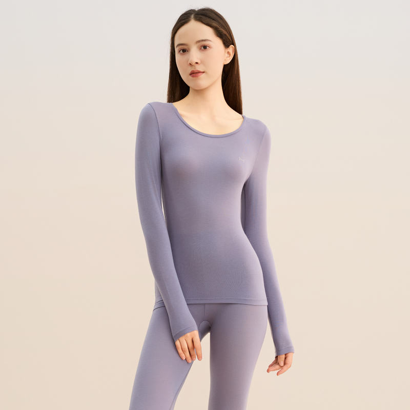 [轻燃衣]猫人女士超薄秋衣秋裤套装2025秋冬内穿打底衫 155g重高清大图