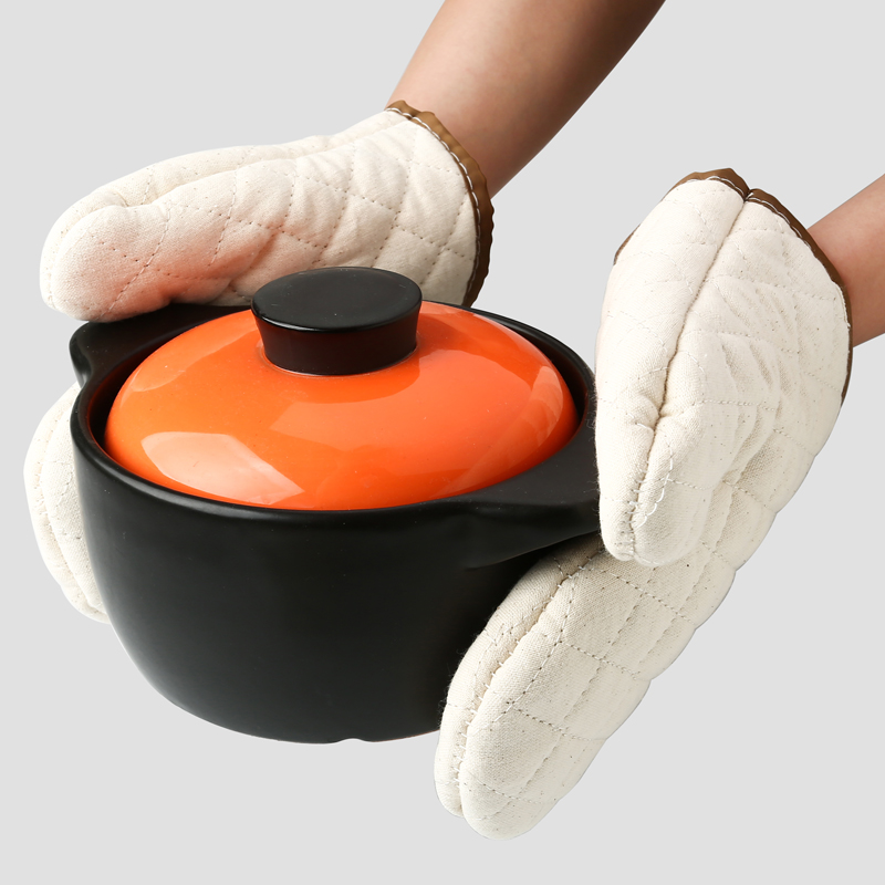 DERUIMAN加厚防烫手套微波炉烤箱隔热米色34cm烘焙手套高清大图