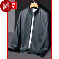 专柜大牌|大厂新款高端立领生态皮衣男夹克休闲外套|薄厚可选打底衫100纯羊毛衫套头商务羊_602 2XL/185 黑色（薄款内里）