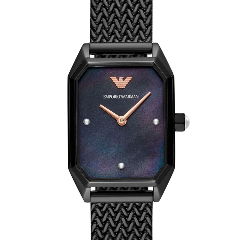 阿玛尼(EMPORIO.ARMANI)手表 时尚方盘休闲编织钢带石英表女士腕表 AR11271