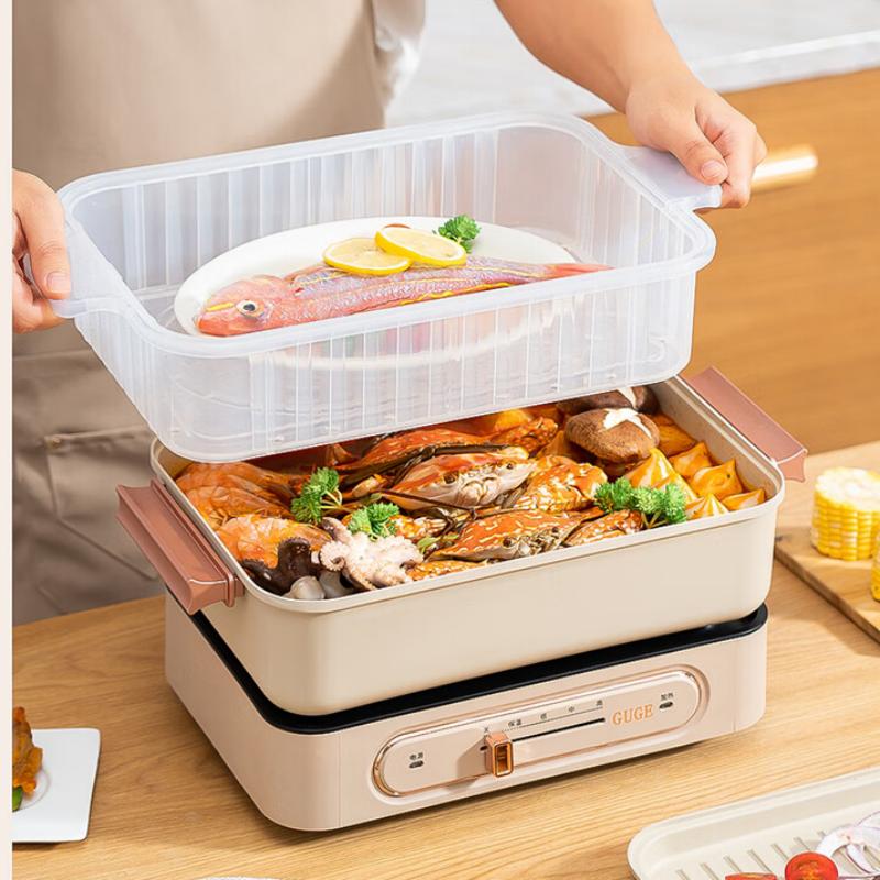 谷格(GUGE)德国【一锅触达 蒸/煮/煎/炒/涮/焖】电火锅多功能料理锅电蒸锅一体多用途锅电热锅G928 / 台