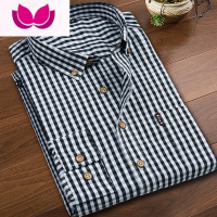 七斓格子男士长袖衬衫秋季潮牌宽松休闲百搭外套韩版潮流男装帅气衬衣 5XL180斤左右 黑格