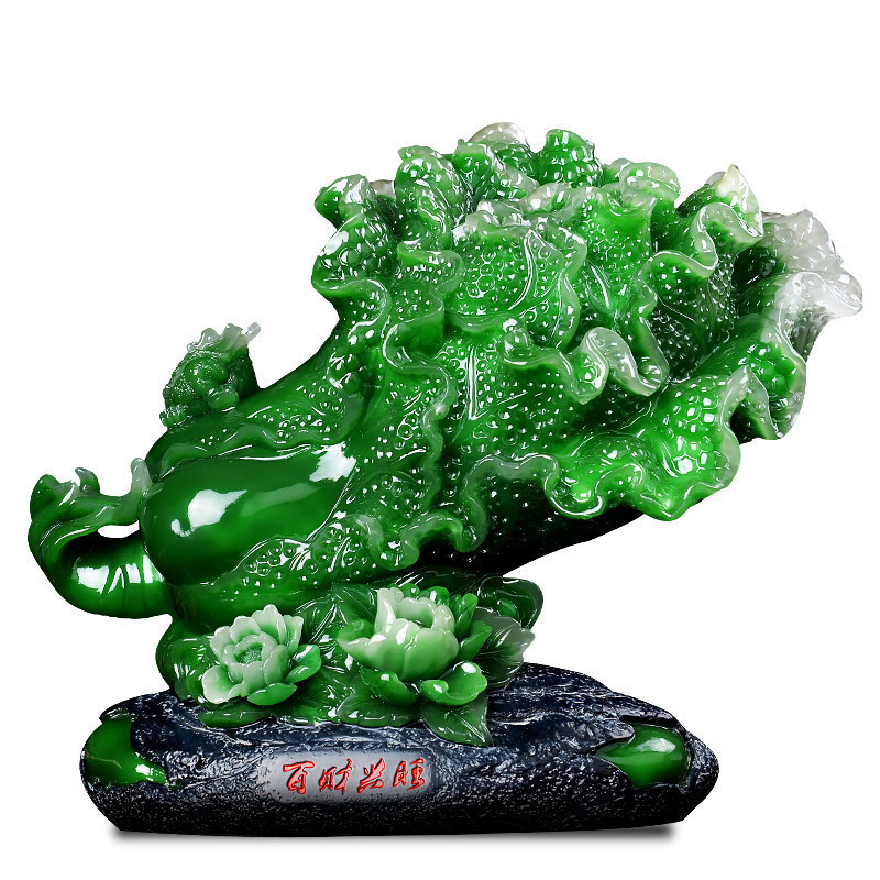 家柏饰(corated)翡翠玉白菜摆件家居客厅装饰品摆设店铺办公室前台