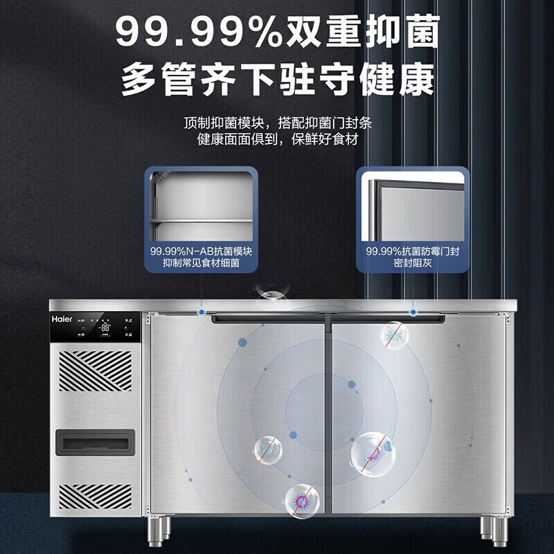 海尔(Haier)保鲜工作台单冷藏后厨厨房不锈钢商用冷柜风冷无霜一级能效全冷藏1.8米SP-546C2W新高清大图