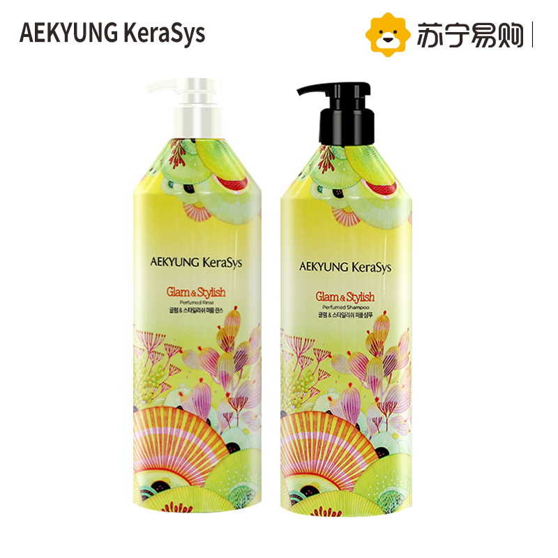 爱敬 科娜洗丝 韩国进口洗发护发套装 黄色香水系列(补水保湿 润亮营养) 600ml*2瓶