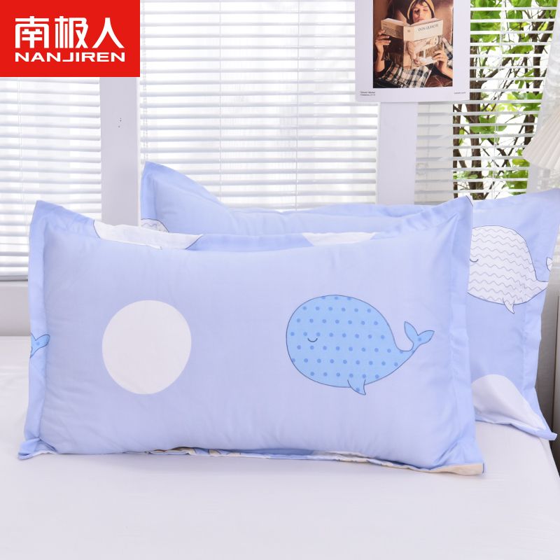 枕套一对装双人枕头套单人枕用学生宿舍48x74枕芯套 泡泡鲸 48x74cm一只装图案随机裁切