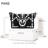 [直营]品高(PINKO) LOVE VELVET PEARLS 迷你女士牛皮银色燕子扣珍珠点缀单肩 斜跨包 女 迷你