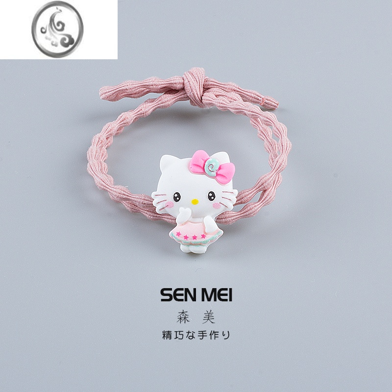 JiMi可爱kitty猫发圈网红ins少女头绳甜美发饰扎头发绳橡皮筋女生皮套 豆豆绳-粉裙kitty猫 均码