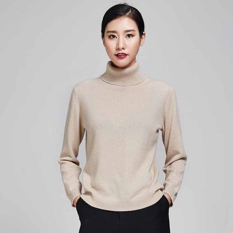 2018新款山羊绒高领羊绒衫女修身纯色套头短款毛衣秋冬百搭打