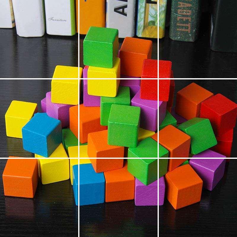 幼儿园木头教具正方形块儿童数学玩具小方块正方体积木