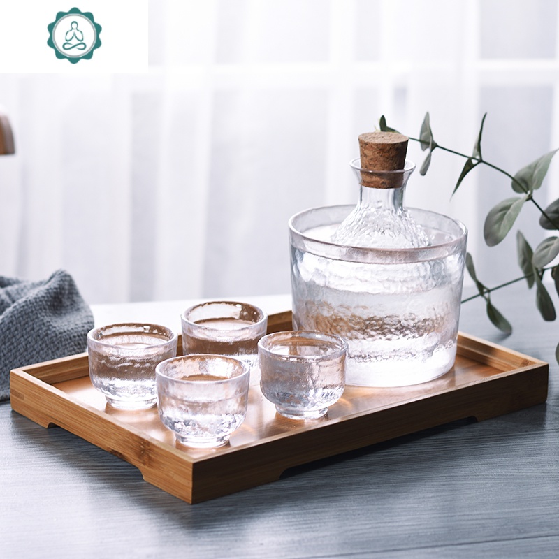 日式玻璃酒具套装家用白酒分酒器清酒瓶温酒器果酒酒壶酒杯清酒具 封