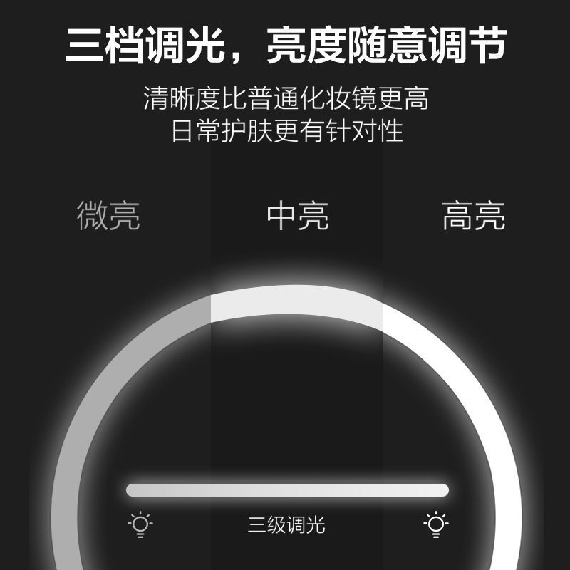 LED化妆镜便携小镜子女手持带灯折叠宿舍学生充电补光随身梳妆镜 电池款-LED化妆镜-公主粉