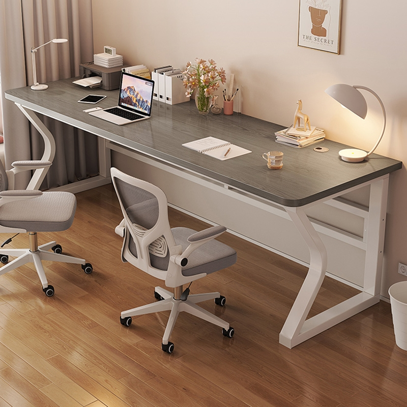 古达双人电脑桌台式书桌学生家用学习桌小户型卧室简约现代白色办公桌