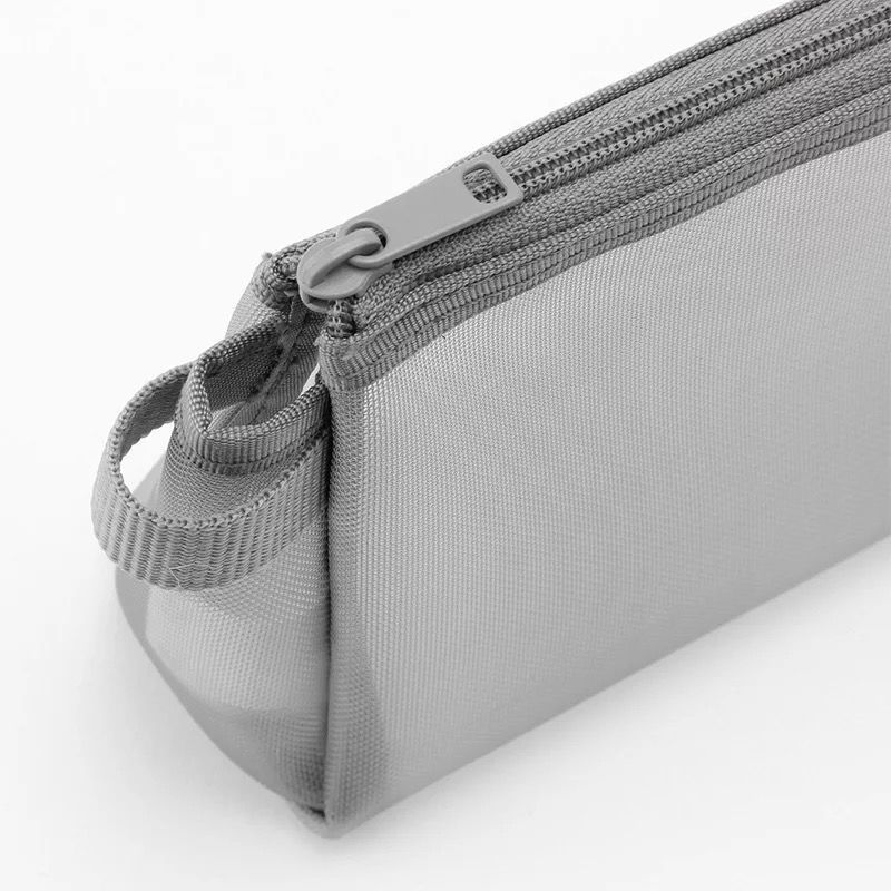 muji无印良品笔袋网眼尼龙黑灰方形船型鹿晗同款简约柬埔寨生产笔盒