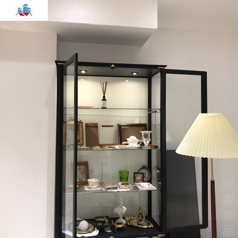 北欧展示柜复古酒柜手办陈列柜艺术品收藏柜透明玻璃柜收纳储物柜泰