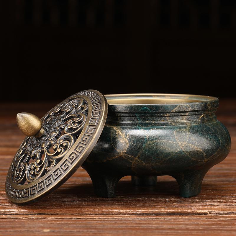 美帮汇彩铜香薰炉家用复古铜檀香炉焚香炉盘香炉三足鼎仿古小号中式