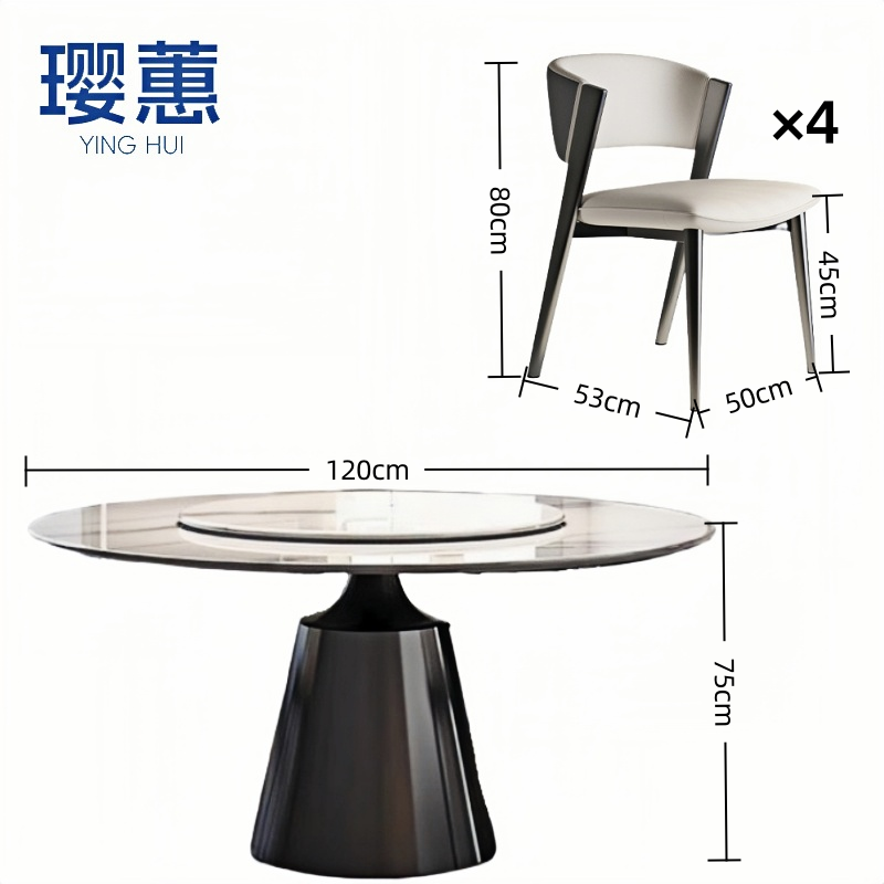 璎蕙 餐桌椅120*120*75cm 套高清大图