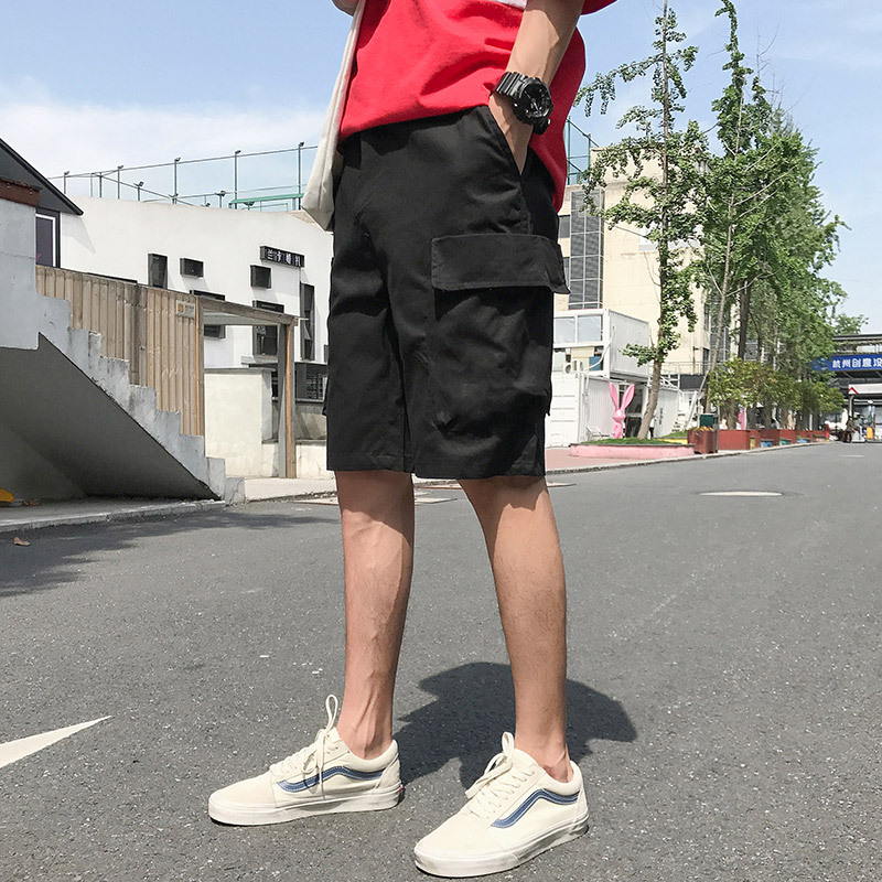 彩色男士休闲短裤男七分裤子中裤多口袋工装裤男装夏款宽松五分裤