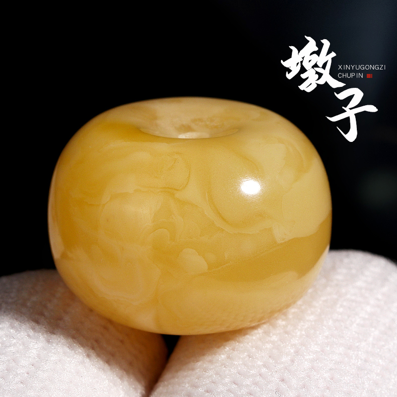 原矿蜜蜡单珠俄料墩子鼓珠隔珠项链平安扣吊坠猴头手串文玩配饰