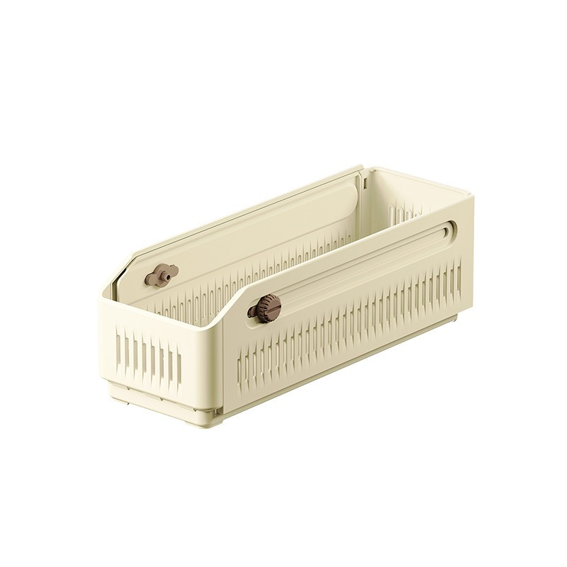 华普思衣服收纳盒可伸缩家用衣柜收纳分层神器衣物收纳箱折叠奶油色小号{10.5*28*9cm(拉伸后45cm)}三个装