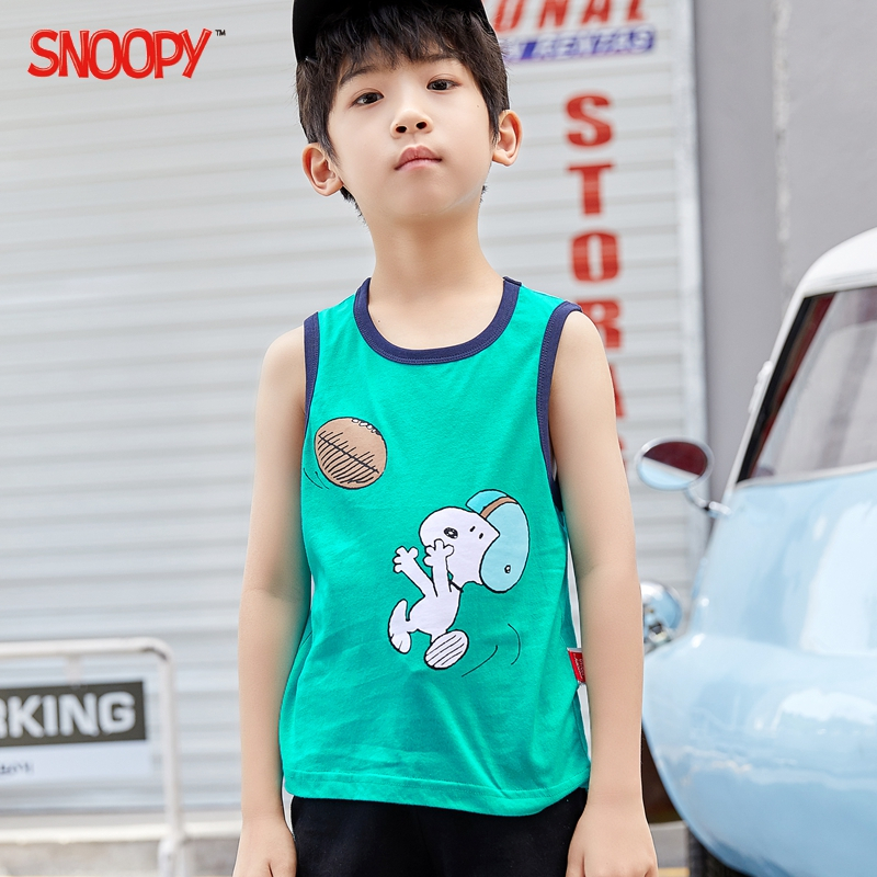 史努比(SNOOPY)儿童背心夏季男童中小童纯棉背心无袖吊带小孩马甲宝宝全棉打底背心跨栏背心90-140