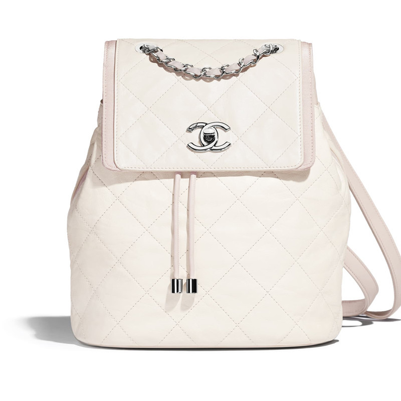 chanel香奈儿欧洲直邮女包白色小牛皮双肩背包a57083y83367c2393