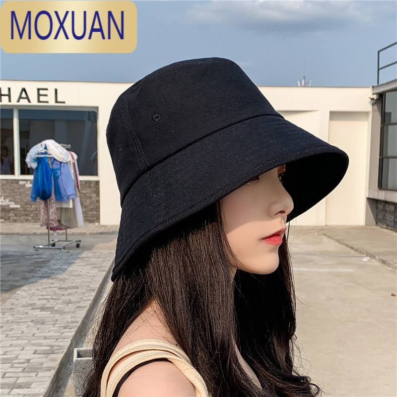 MOXUAN渔夫帽潮流黑色盆帽夏季百搭日系水桶帽春秋防晒遮阳太阳帽女帽子
