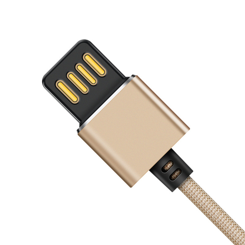 爱博源iboyan新款USB双面插数据线适用苹果5 iphone6 6sp78plus90度弯头手游吃鸡充电线