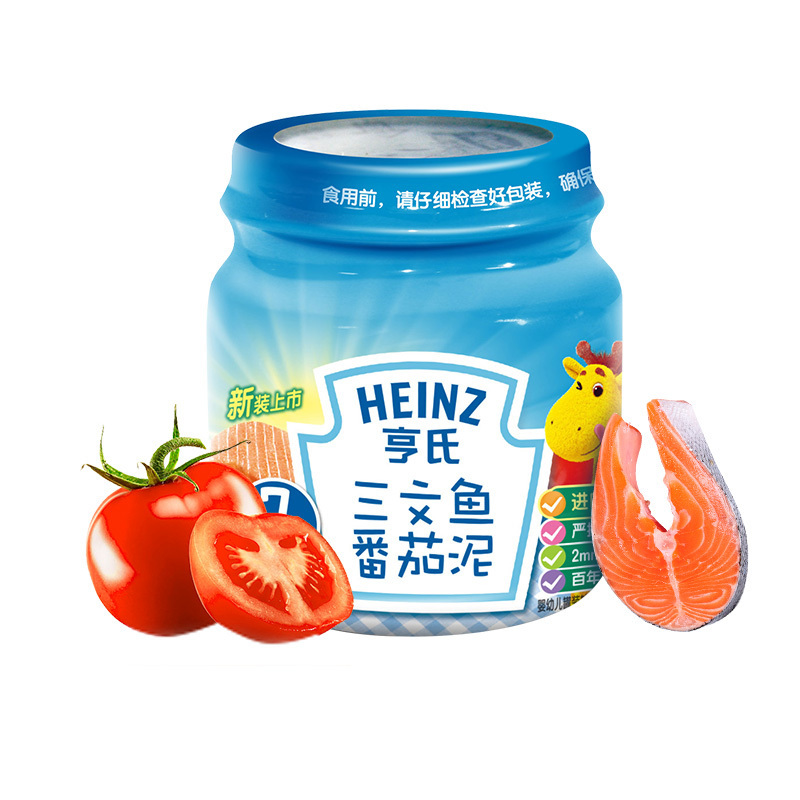 亨氏(Heinz)三文鱼番茄泥113g 适用辅食添加初期以上至36个月 婴儿辅食泥宝宝佐餐泥鱼泥肉泥