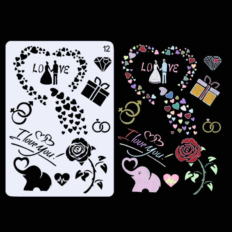 创意镂空主题画板diy相册制作配件工具材料情侣手工绘画模板02号大号