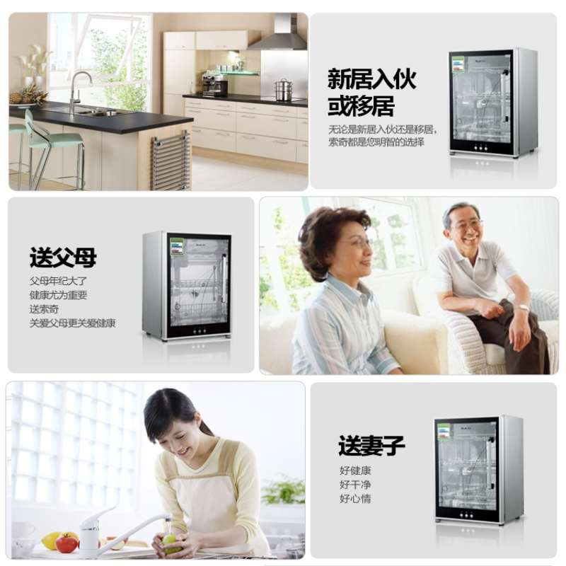 索奇消毒柜 二星级消毒 65L家用办公室消毒碗柜 厨房碗筷餐具烘干机 壁挂立式两用 RLP68-10