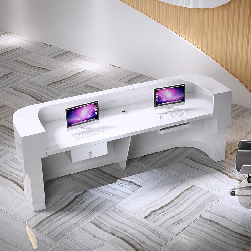 汐岩烤漆前台公司接待台迎宾台吧台定制收银台咨询柜台前台913 2.0米一抽屉一键盘