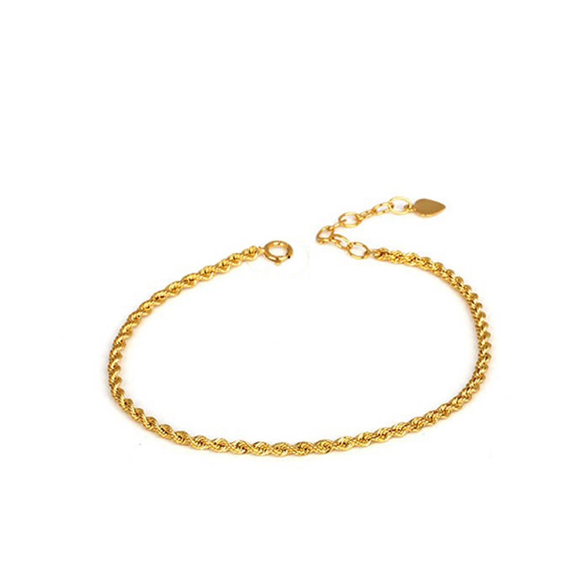 佰黛正品18k金麻绳项链手链工艺时尚麻花链简约情侣手链送女友七夕